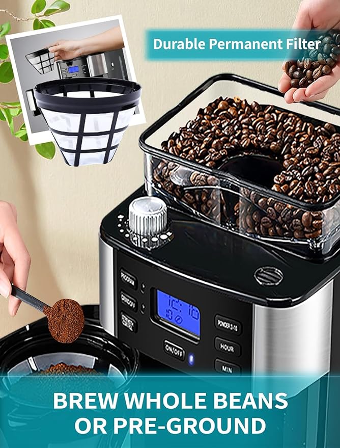 Cafetera probamable para moler y preparar 10 tazas