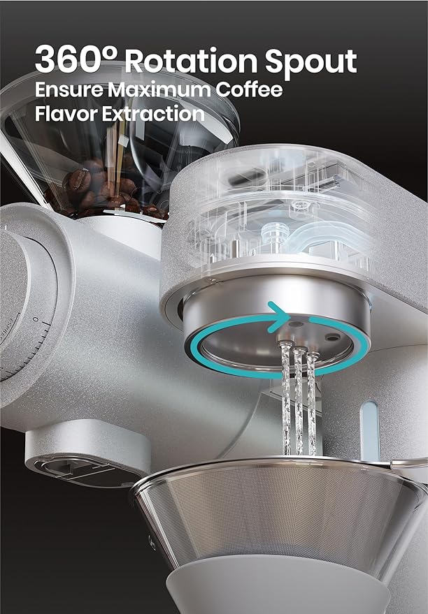 Gevi Máquina de café inteligente 4 en 1, cafetera de calentamiento rápido con molinillo integrado, ajuste de molienda de 51 pasos, modo barista automático, recetas personalizadas