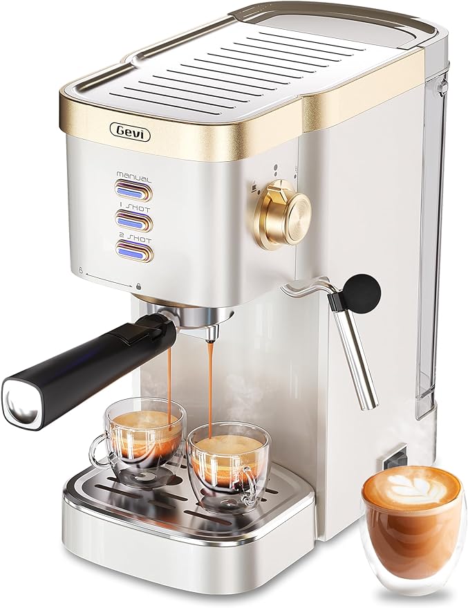 Gevi Máquina de espresso, máquina de capuchino de alta presión de 20 bar con varita de vapor, máquina de café expreso con espumador de leche para expreso, café expreso de cuppuccino, máquina de café