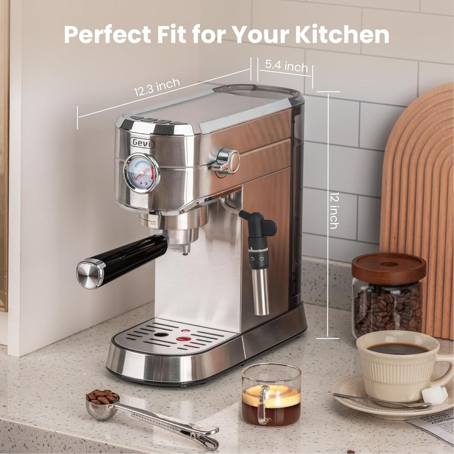 Gevi Máquinas de café expreso semiautomáticas de 20 bares, máquina de espresso profesional con espumador de leche
