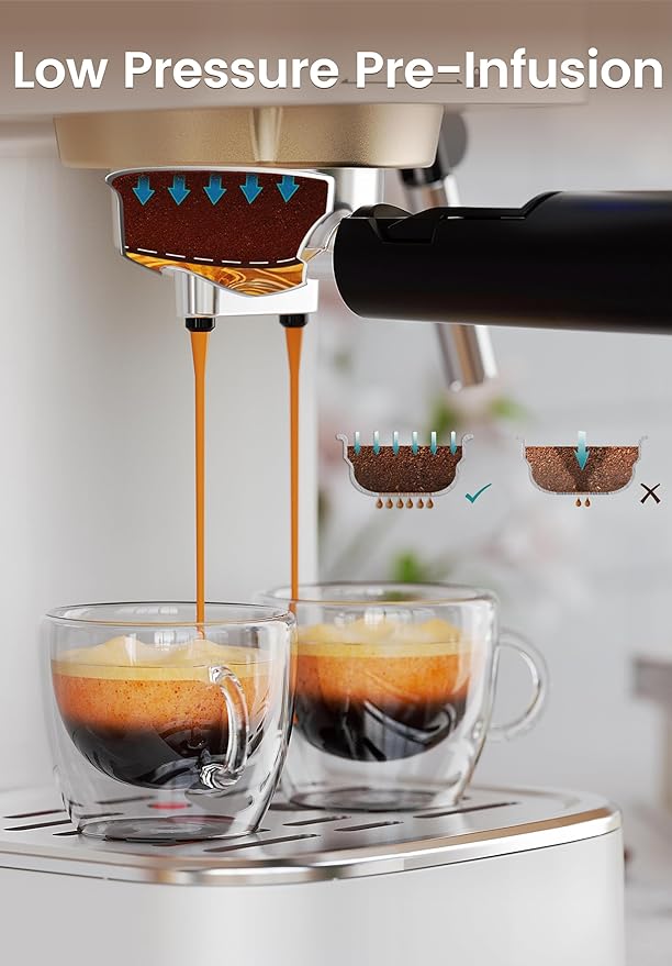 Gevi Máquina de espresso, máquina de capuchino de alta presión de 20 bar con varita de vapor, máquina de café expreso con espumador de leche para expreso, café expreso de cuppuccino, máquina de café