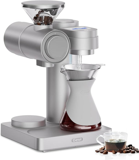 Gevi Máquina de café inteligente 4 en 1, cafetera de calentamiento rápido con molinillo integrado, ajuste de molienda de 51 pasos, modo barista automático, recetas personalizadas